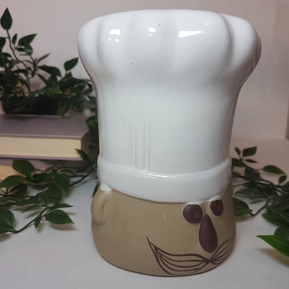 Ceramic Chef Head Kitchen Utensil Holder Baker Baking Cook Cooking Tool Storage - Picture 10 of 14